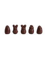 assortimento animaletti di pasqua con ganache al caramello salato fondente 5 forme di valrhona