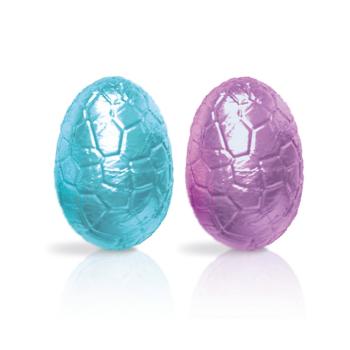 uovo pralinato mandorle e nocciole incartato 2 colori blu e rosa di valrhona