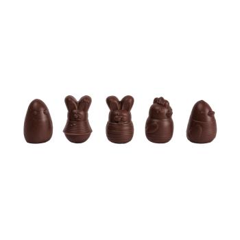 assortimento animaletti di pasqua con ganache al caramello salato fondente 5 forme di valrhona