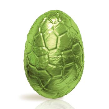 uovo tipo gianduja con scaglie di crepe dentelle incartato di valrhona