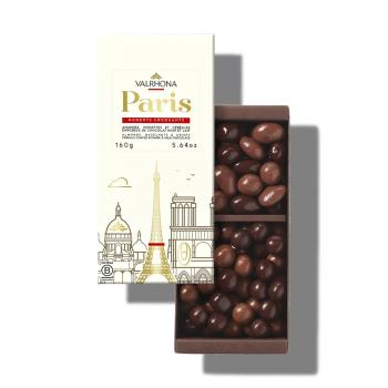 cofanetto parigi mandorle nocciole e cereali con cioccolato fondente e al latte 160 g di valrhona
