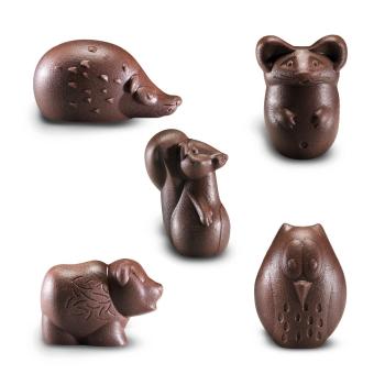 assortimento animaletti del bosco pralinato alle mandorle fondente 5 forme di valrhona