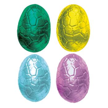 assortimento uova pralinato mandorle e nocciole fondenti e al latte incartate di valrhona