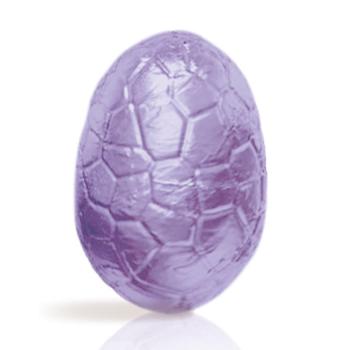 uovo tipo gianduja con scaglie di biscotti incartato di valrhona