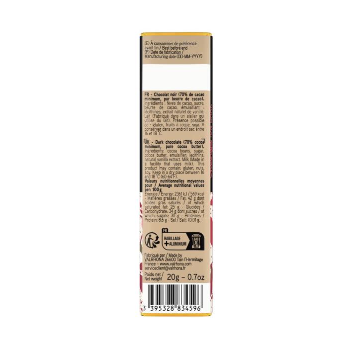 mini tavoletta cioccolato fondente guanaja 70 20 g di valrhona