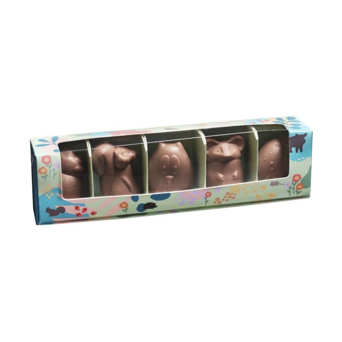 confezione animaletti del bosco tema pasqua di valrhona