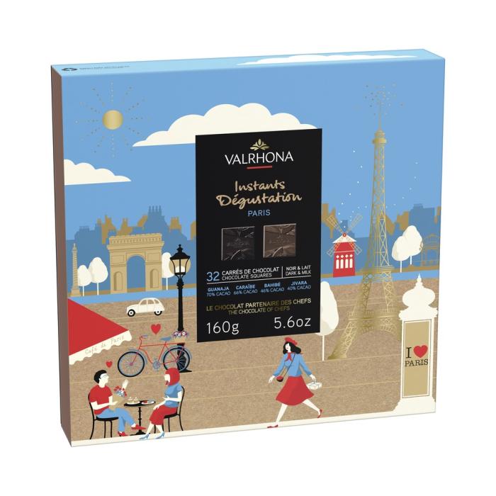 cofanetto parigi 32 carre cioccolato fondente e al latte 160 g di valrhona