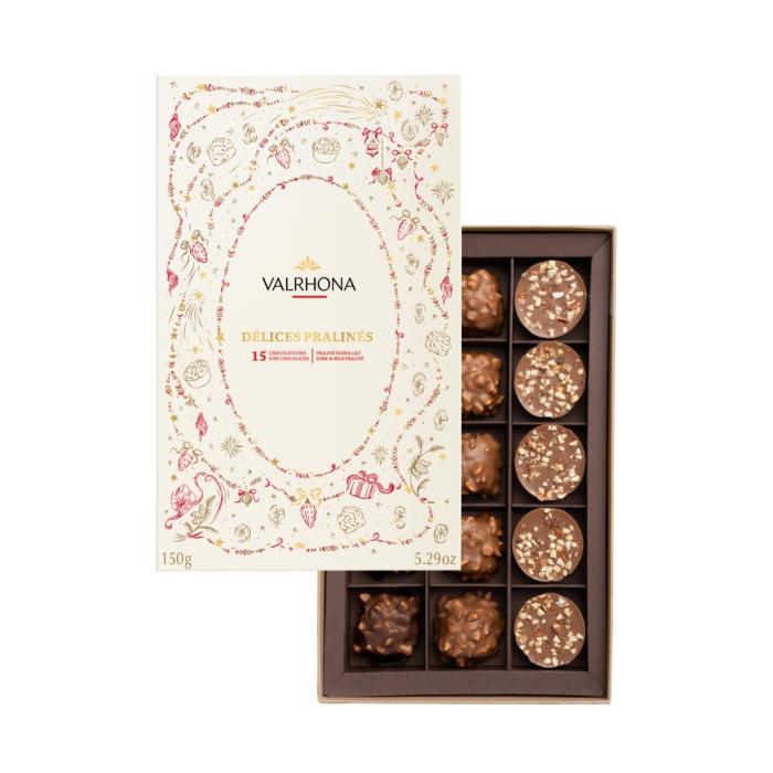 cofanetto delizie pralinate fondenti e al latte natale 2026 150 g di valrhona