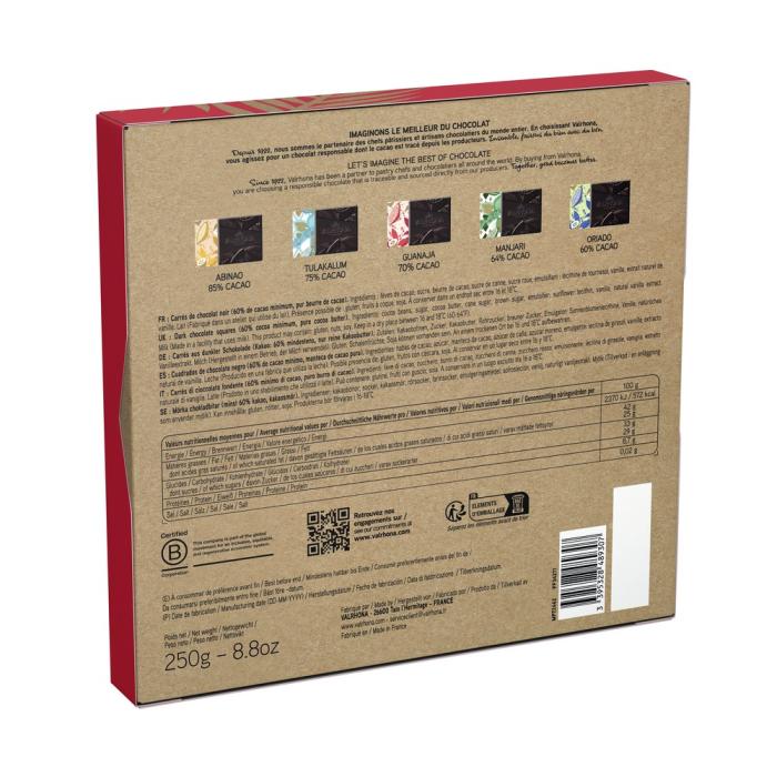 cofanetto 50 carre di cioccolato fondente di valrhona
