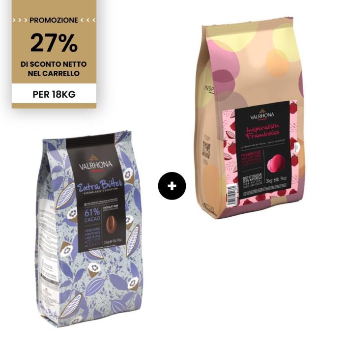 promozione cioccolato fondente extra bitter 61 inspiration lampone 18 kg di valrhona