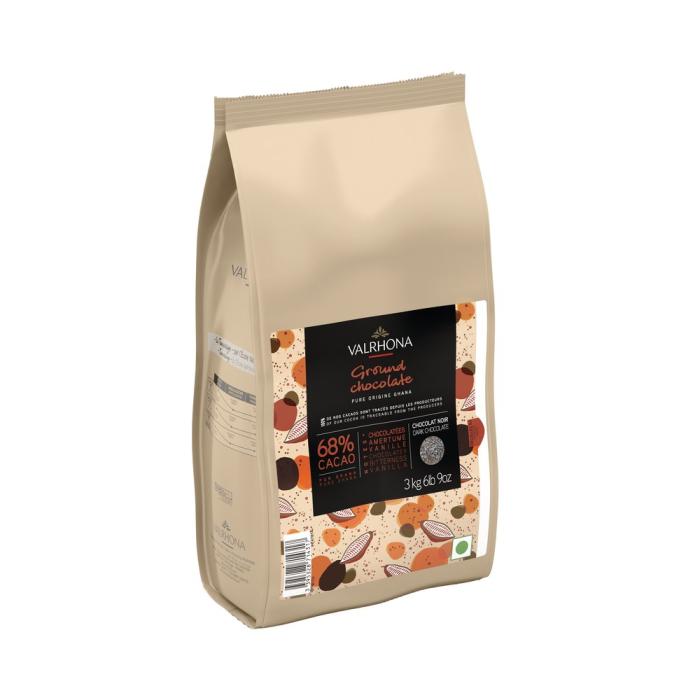 ground chocolate fondente pura origine ghana di valrhona