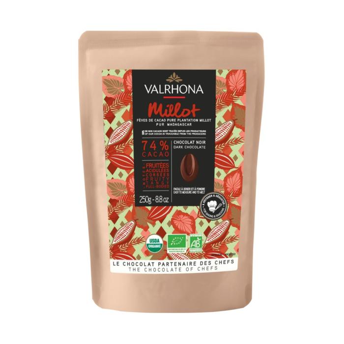 cioccolato fondente da copertura bio millot 74 di valrhona