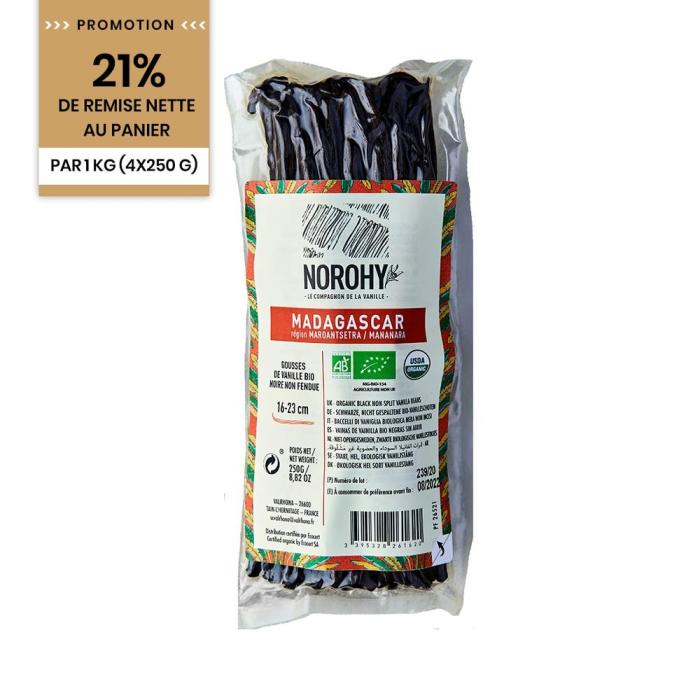 promozione baccelli di vaniglia bio del madagascar 4 x 250 g di norohy