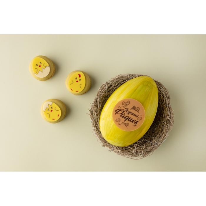 decorazione ovale pulcino gallina pasqua 3 modelli di chocolatree