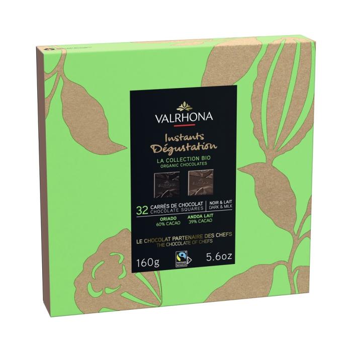 cofanetto 32 carre cioccolato fondente e al latte bio 160 g di valrhona