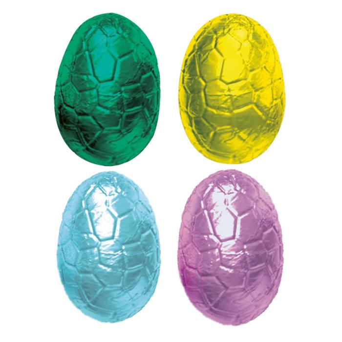 assortimento uova pralinato mandorle e nocciole fondenti e al latte incartate di valrhona