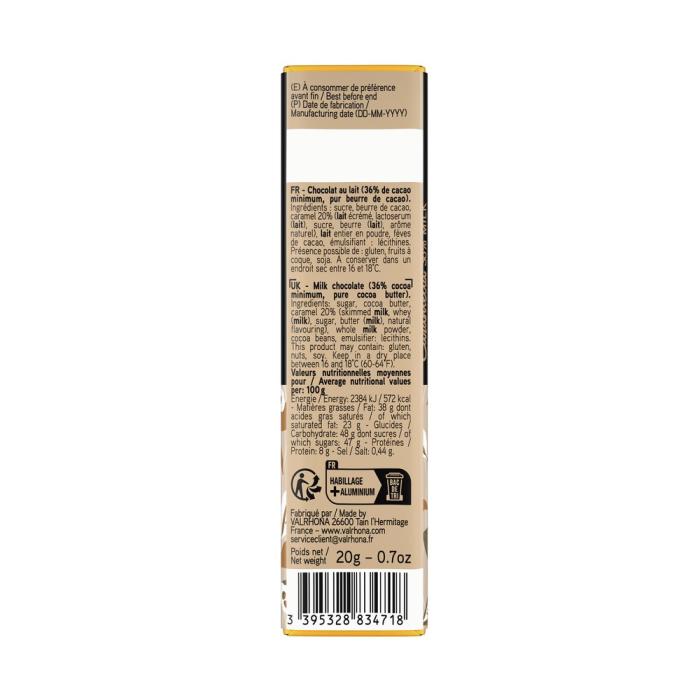 mini tavoletta cioccolato al latte caramelia 36 20 g di valrhona