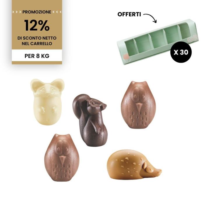 pacco animaletti del bosco 8 scatole di valrhona