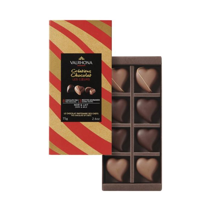cofanetto 8cuori fondenti e al latte di valrhona