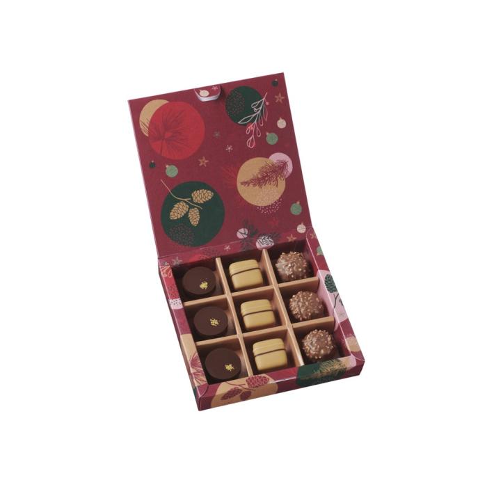 cofanetto da riempire con 9 cioccolatini di valrhona