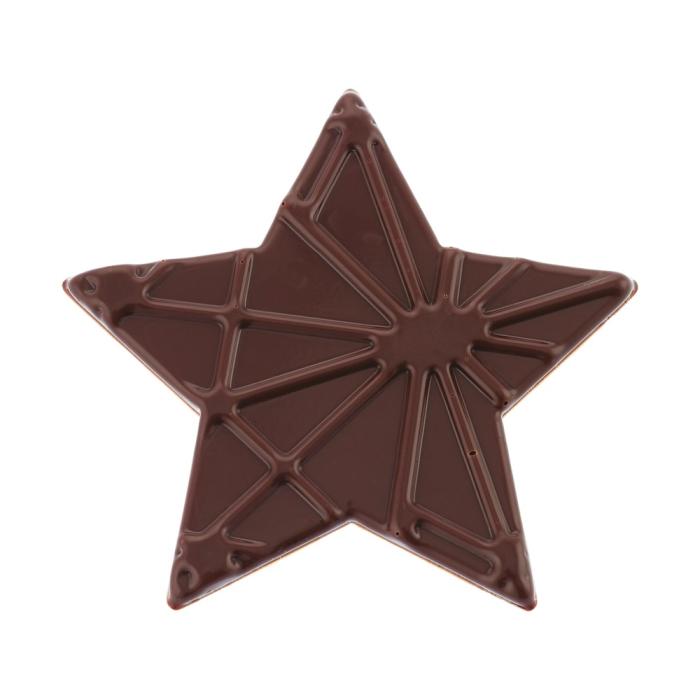 decorazioni stella in rilievo in cioccolato fondente di chocolatree